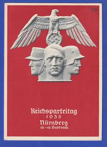 Dt. Reich Sonderpostkarte Reichsparteitag 1935 Nürnberg, gelaufen 