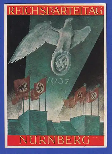 Dt. Reich Sonderpostkarte Reichsparteitag 1937 Nürnberg, beschriftet, gelaufen