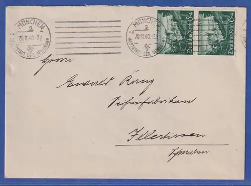 Dt. Reich Malmedy 6Pfg Mi.-Nr. 748 senkr. Paar als MEF auf Brief aus München