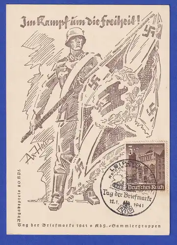 Dt. Reich Sonderpostkarte "Im Kampf um die Freiheit" mit Sonder-O Leipzig 1941