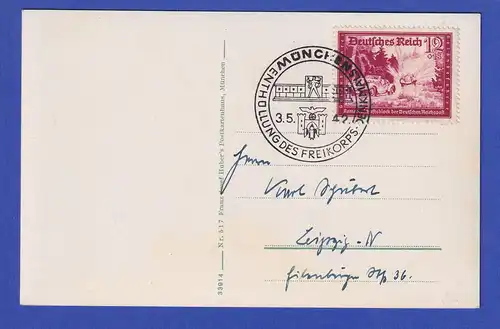 Dt. Reich Mi.-Nr. 775 mit So.-O Freikorps-Denkmal auf Postkarte Bavaria München 