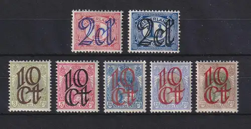 Niederlande 1923 Freimarken mit Aufdruck Mi.-Nr. 116-122 ungebraucht *
