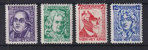 Niederlande 1928 "Voor het Kind" Wissenschaftler Mi.-Nr. 218-221 ungebraucht *