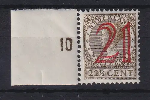 Niederlande 1931 Freimarke Wilhemina mit Aufdruck Mi.-Nr. 228 postfrisch **