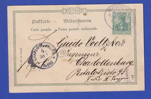 AK Äquatortaufe mit O DEUTSCHE SEEPOST WESTAFRIKA vom 6.1.1903 gel. nach Berlin