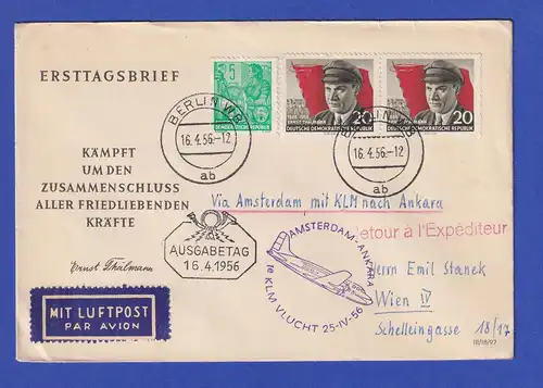 DDR Lp-Brief ab Berlin befördert mit KLM über Amsterdam nach Ankara, 16.4.56