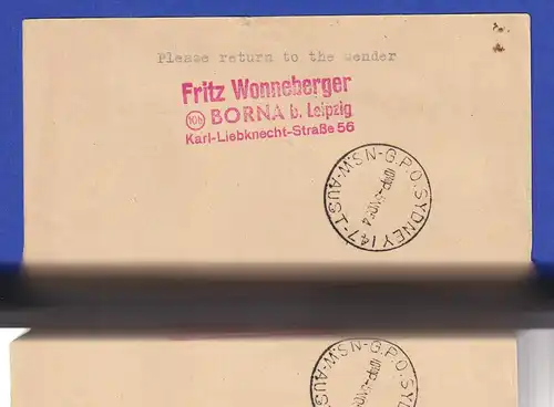 DDR GA mit ZF befördert mit KLM Erstflug Amsterdam-Sydney 31.10.54