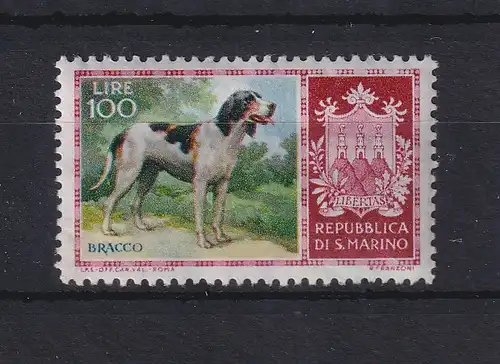 San Marino 1956 Rassehunde 100 Lire Mi.-Nr. 556 postfrisch **