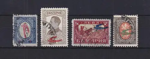 Bulgarien 1927/28 Freimarken mit Aufdruck Flugzeug Mi.-Nr. 206 - 209 gestempelt