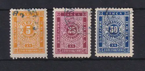 Bulgarien 1887 Portomarken Mi.-Nr. 7 - 9 gestempelt