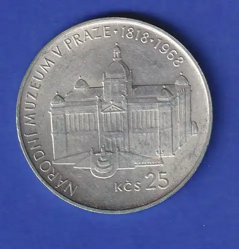 Tschechoslowakei Silbermünze 1968 150 Jahre Nationalmuseum Prag 25 Kronen 