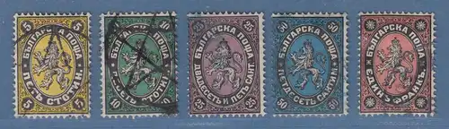 Bulgarien 1879 Wappenlöwe Mi.-Nr. 1-5 Satz 5 Werte kpl. gestempelt
