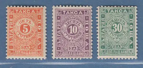 Bulgarien 1896 Portomarken Mi.-Nr. 13-15 Satz kpl. ungebraucht * 