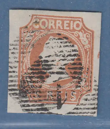 Portugal 1853 5 Reis hellbraun Mi.-Nr. 1 breitrandig und sauber gestempelt 