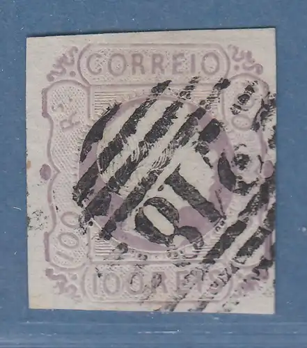 Portugal 1855 100 Reis lila Mi.-Nr. 8 gestempelt mit Nr.-O 218