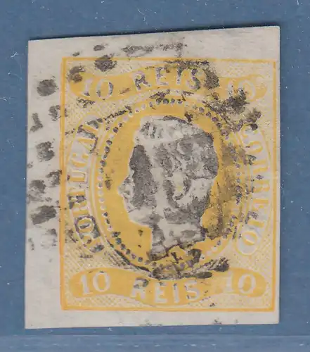 Portugal 1866 König Luis I. 10 Reis gelb  Mi.-Nr. 18 gestempelt 