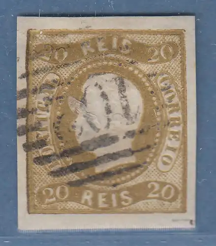 Portugal 1866 König Luis I. 20 Reis olivbraun Mi.-Nr. 19 gestempelt 