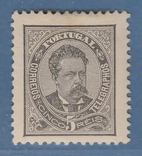 Portugal 1883 König Luis I. 5 Reis grau gez. 11,5  Mi.-Nr. 54xbA ungebraucht *