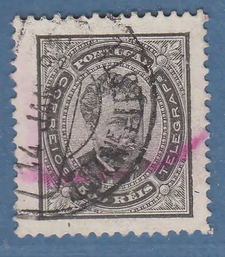 Portugal 1880 König Luis I. Höchstwert 500 Reis schwarz Mi.-Nr. 58yB gestempelt 