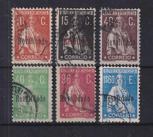 Portugal 1928/29 Freimarken mit Aufdruck Revalidado Mi.-Nr. 509-514 gestempelt