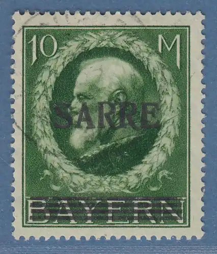 Saar Bayern 10 Mark mit Aufdruck SARRE Mi.-Nr. 31 gestempelt.