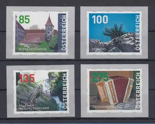 Österreich 2021 Dispenser-Marken 1. Ausgabe Heimat Satz 4 Werte neue Motive **