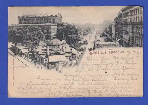 AK Gruss aus Hannover Georgstraße gelaufen 1898