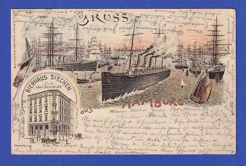 AK Gruß aus Hamburg gelaufen 1899