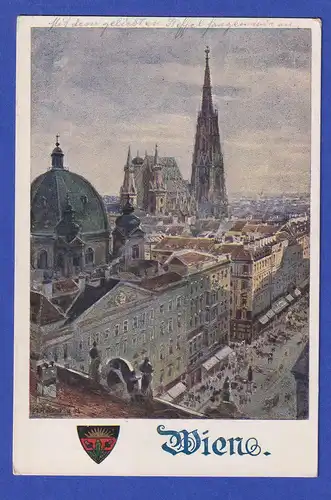 AK Wien - Blick zum Stephansdom  gelaufen 1921