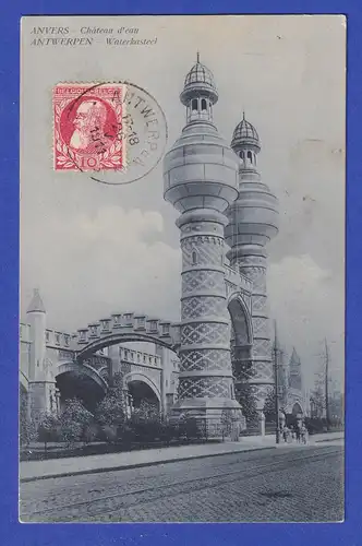 Belgien AK Antwerpen - Waterkasteel 1911 gelaufen nach Tsingtao/China