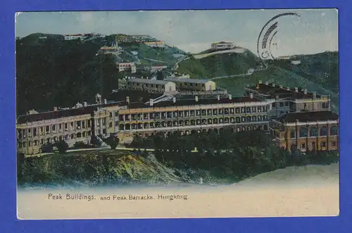 Hongkong AK Peak Buildings 1925 gelaufen nach Tsingtao / China