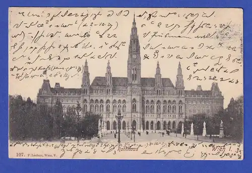 AK Wien - Rathaus gelaufen 1905