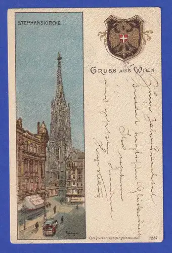 AK Gruß aus Wien gelaufen 1898