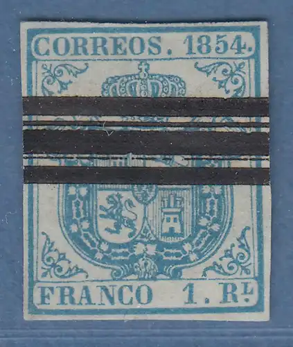 Spanien 1864 Wappen 1R hellblau Mi.-Nr. 27y mit Restbestands-Entwertung