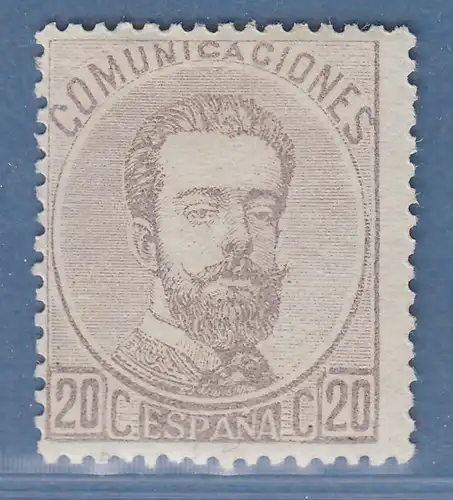 Spanien 1873 König Amadeo I. 20 C graulila Mi.-Nr. 123 ungestempelt