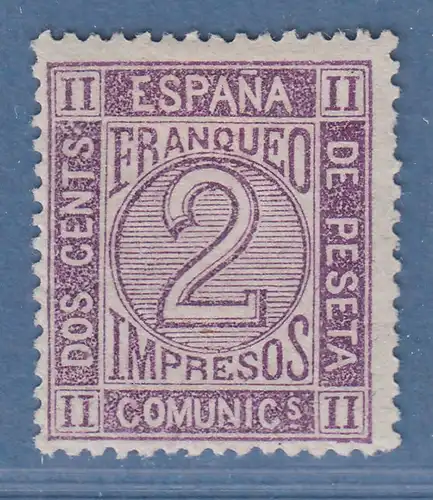 Spanien 1872 Zeitungsmarke 2 C violett  Mi.-Nr. 110b ungestempelt