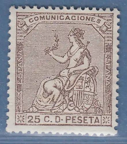 Spanien 1873 Sitzende Hispania 25 C braun Mi.-Nr. 129 ungestempelt