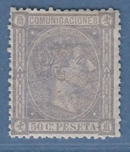 Spanien 1875 König Alfonso XII. 50 C lila Mi-Nr. 152 ungestempelt