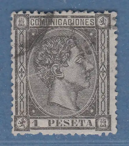 Spanien 1875 König Alfonso XII. 1 Pta. schwarz Mi-Nr. 153 gestempelt