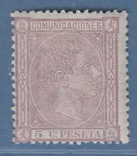Spanien 1875 König Alfonso XII. 5 C lilagrau Mi-Nr. 147 ungestempelt