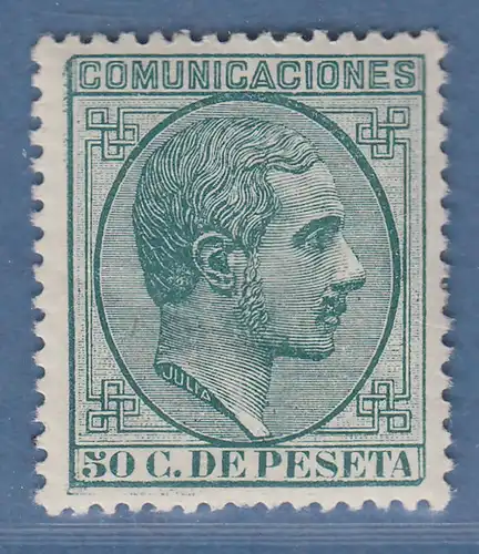 Spanien 1878 König Alfonso XII. 50 C grün Mi.-Nr. 172 ungestempelt