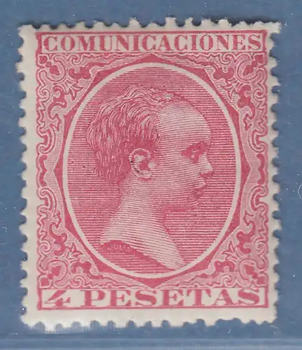 Spanien 1889 König Alfonso XIII. 4 Pta karminrosa Mi.-Nr. 200 ungestempelt