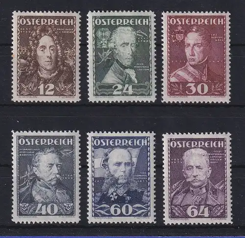 Österreich 1935 Österreichische Heerführer Mi.-Nr. 617-622 ungebraucht *