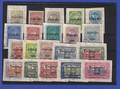 Österreich 1921 Hochwassergeschädigte Mi.-Nr. 340-359 gestempelt Briefstücke
