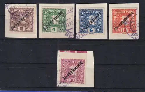Österreich 1919 Zeitungsmarken Deutschösterr. Mi.-Nr. 247-251 gest. a. Briefstk.