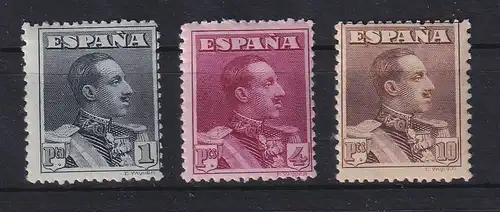 Spanien 1924 König Alfonso XIII. Mi.-Nr. 294-296 A ungestempelt