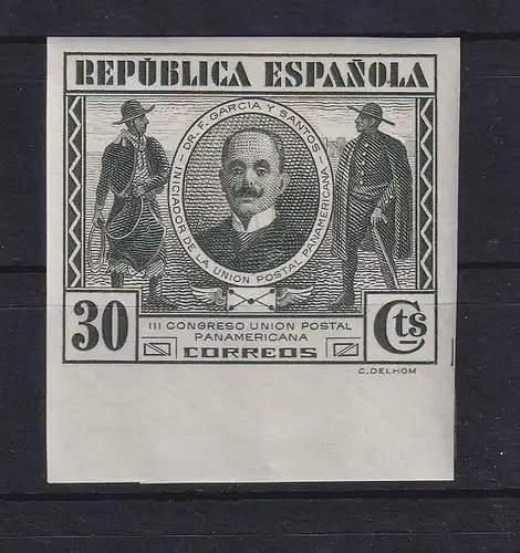 Spanien 1931 Panamerikan. Postkongress Mi.-Nr. 586 ungezähnt ungestempelt 