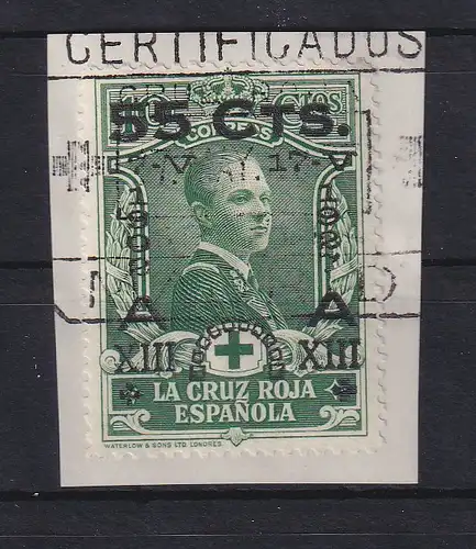 Spanien 1927 Kronjubiläum Alfonso XIII. Mi.-Nr. 341 gestempelt auf Briefstück