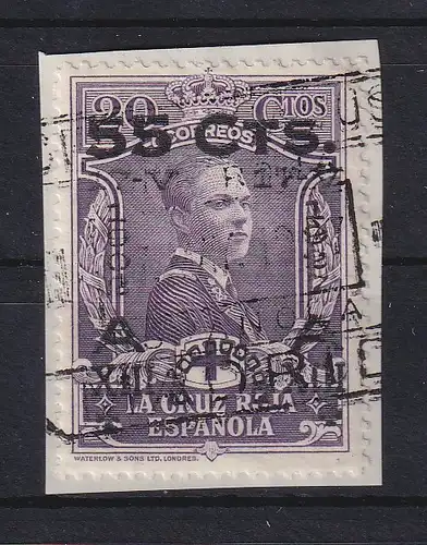 Spanien 1927 Kronjubiläum Alfonso XIII. Mi.-Nr. 342 gestempelt auf Briefstück