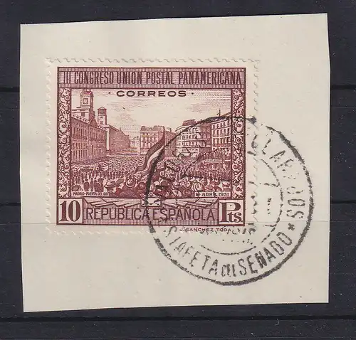 Spanien 1931 Panamerikan. Postkongress Mi.-Nr. 591 gestempelt auf Briefstück